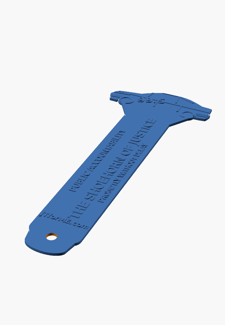 The Shoehorn of Justice bookmark STL preview